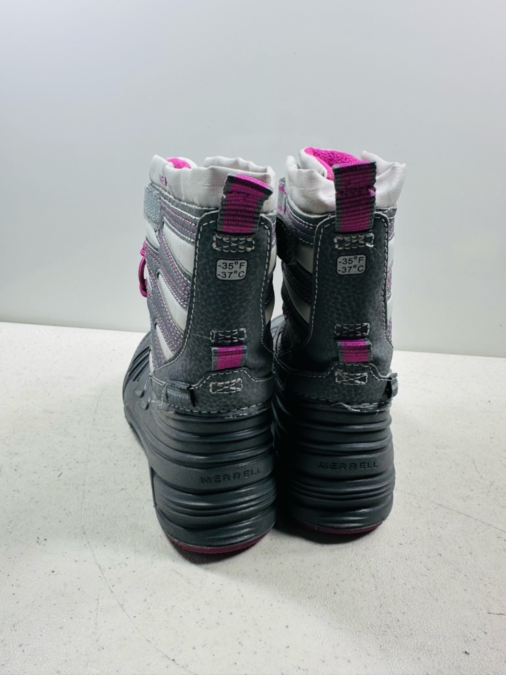 Merrell Gray and Pink Kids Waterproof Snow Boots - Picture 4 of 6